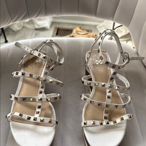 Vince Camuto White Strappy Sandals with Studs